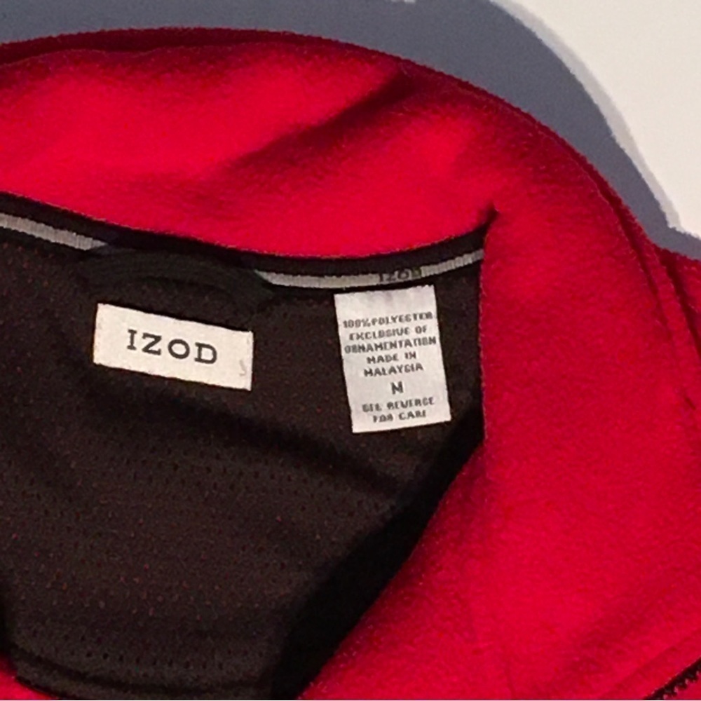 IZOD PERFORMANCE- Pullover - 1/4 zip - unisex -‎ elastic cuffs - size M - Red - Picture 3 of 5